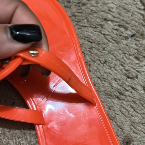 Preloved Tory Burch Vibrant Orange Jelly Flip-Flops - Picture 5 of 6